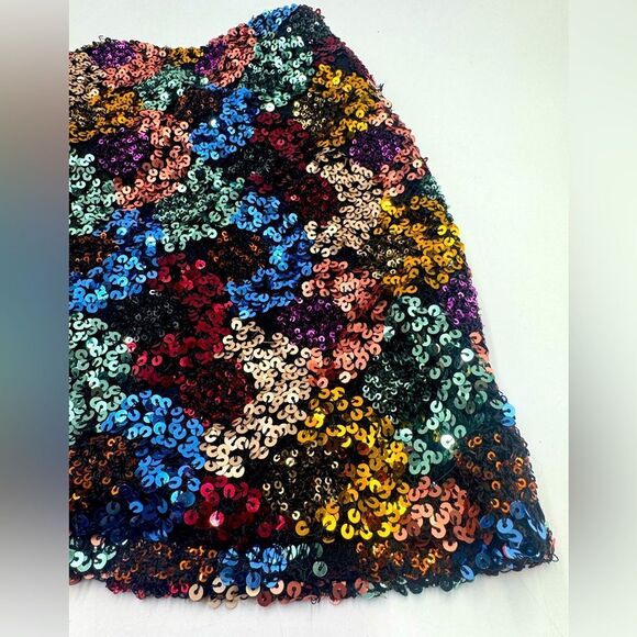 NWT Zara Multicolor Sequins Mini Skirt Front Tie Light Stretch Size US Smalll - Picture 9 of 10